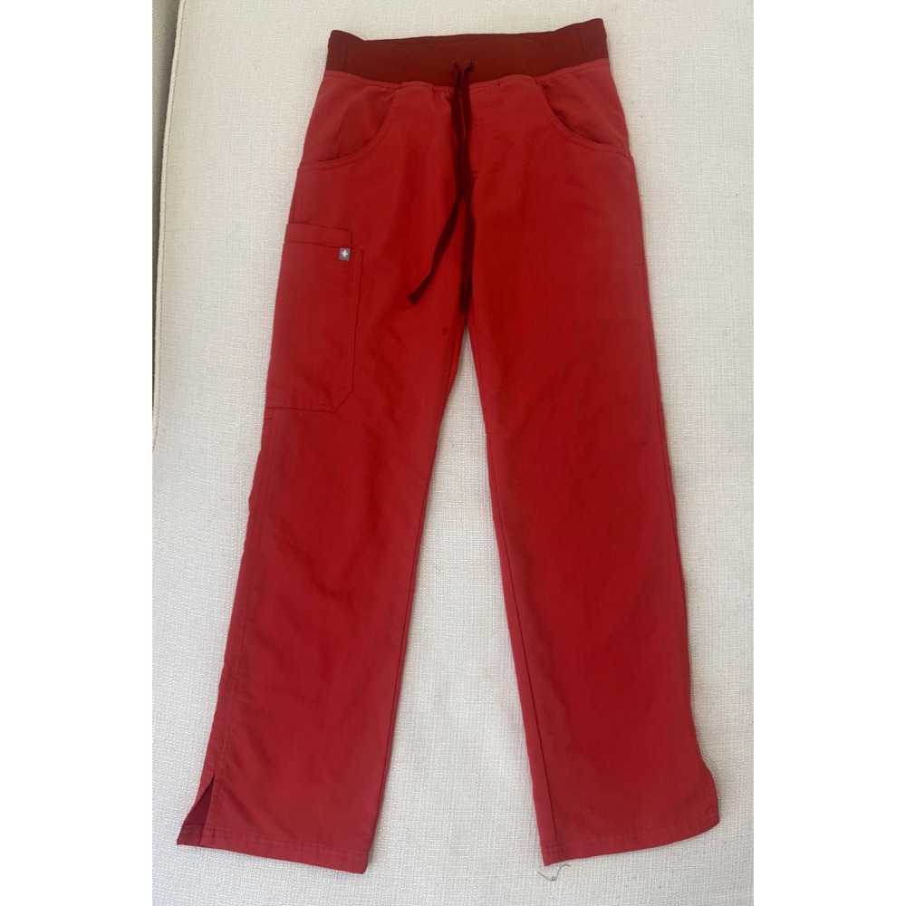 FIGS Scrub Pants Womens XXS Red Yoga Waistband Cargo Pockets Excellent